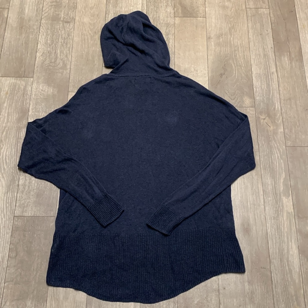 Womens‎ Tahari Linen Blend Drawstring Blue Pullover Lightweight Hoodie - Picture 2 of 7